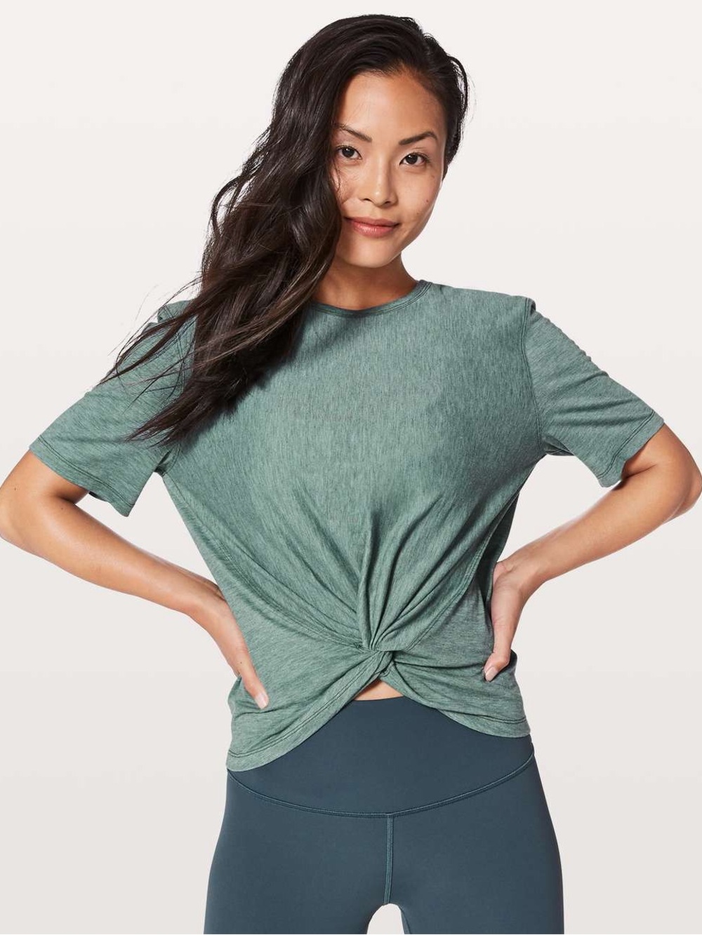 Lululemon Twist Crop Cinched Crescent Workout Running Gym Short Sleeve T-Shirt